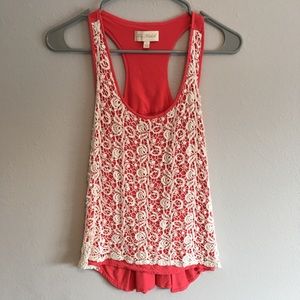 Coral and Lace Tank Top